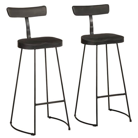 vidaXL Bar Stools 2 pcs Black 49x43x103 cm Solid Wood Mango