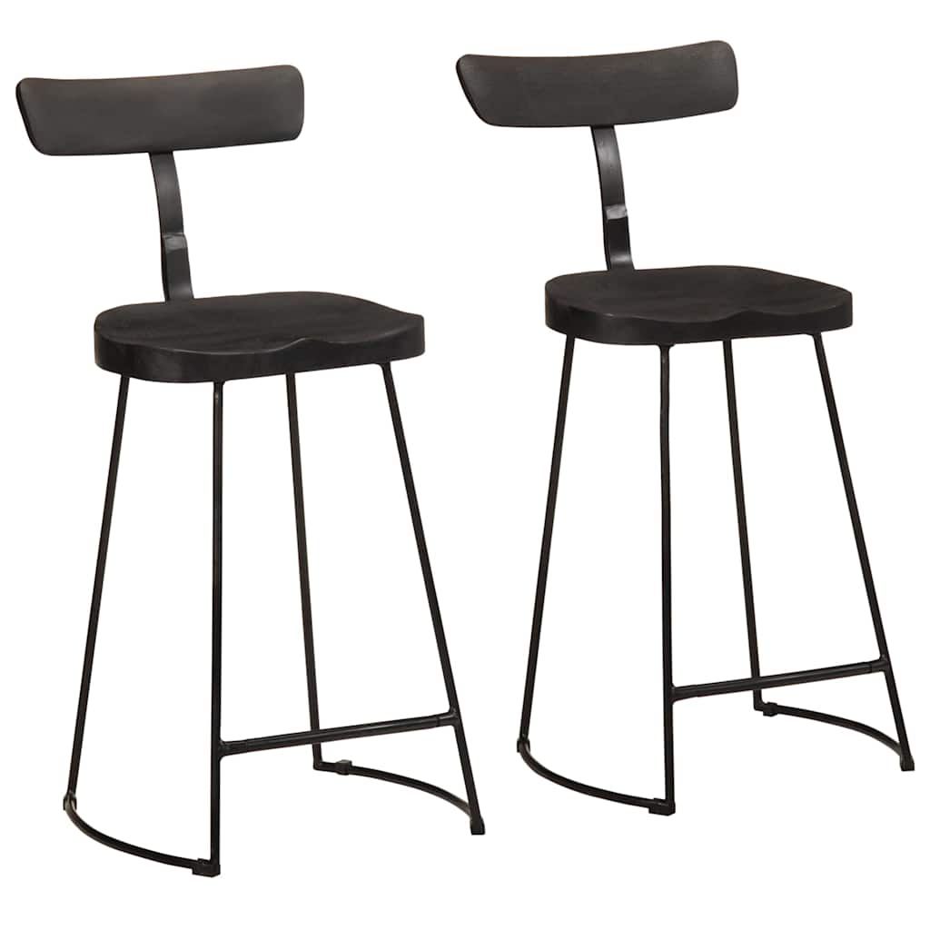 vidaXL Bar Stools 2 pcs Black 49x43x88 cm Solid Wood Mango