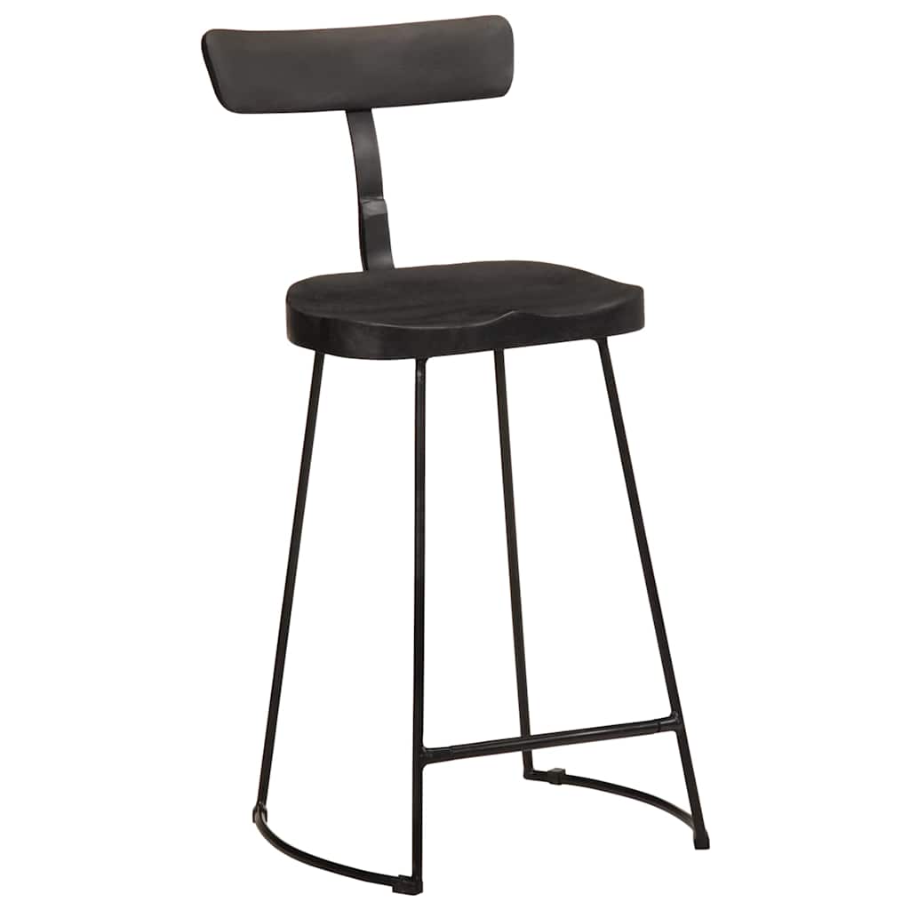 vidaXL Bar Stools 2 pcs Black 49x43x88 cm Solid Wood Mango