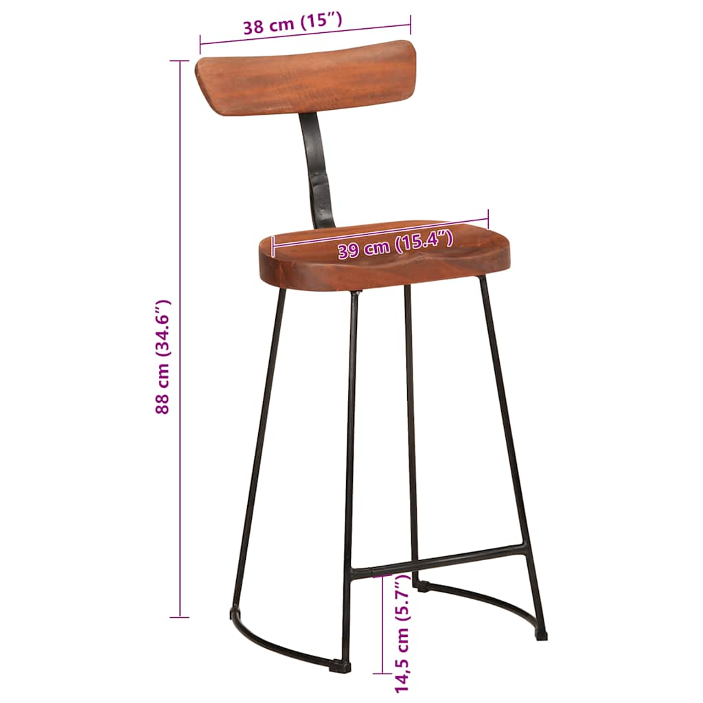 vidaXL Bar Stools 2 pcs 49x43x88 cm Solid Wood Mango