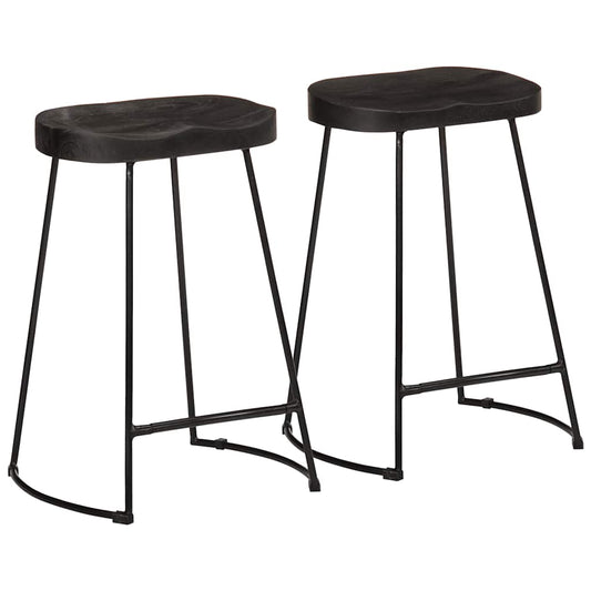 vidaXL Bar Stools 2 pcs Black 45x40x62 cm Solid Wood Mango