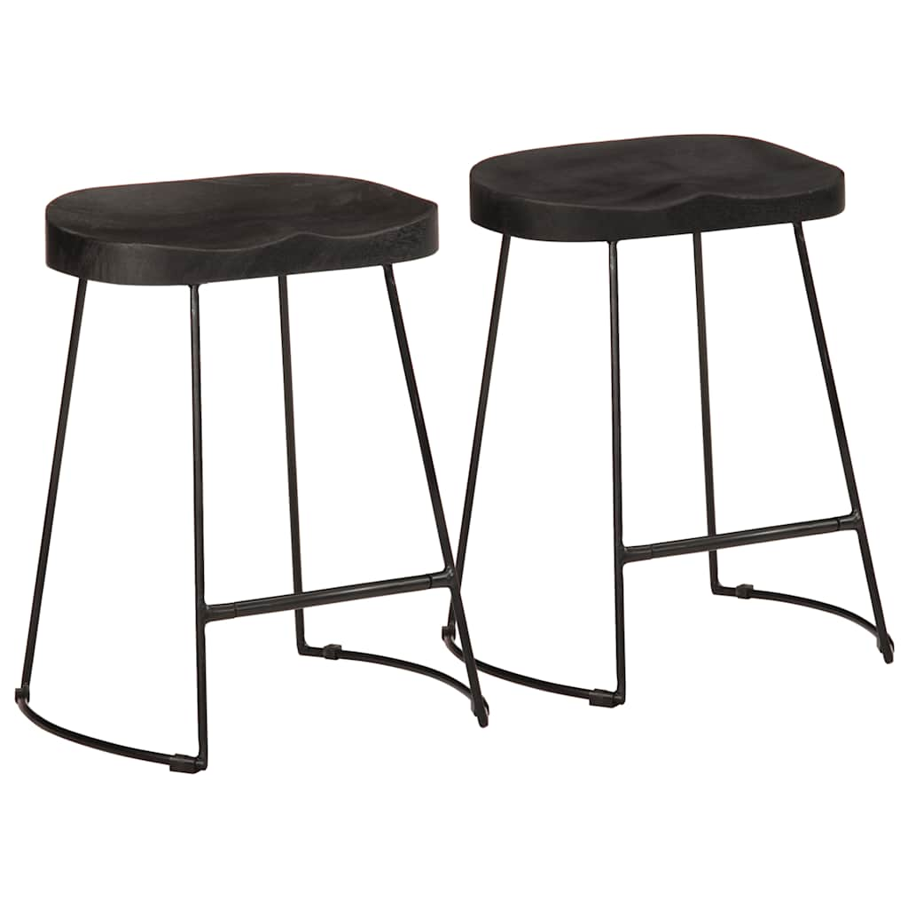 vidaXL Bar Stools 2 pcs Black 46x38x52 cm Solid Wood Mango