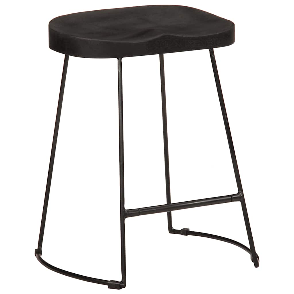 vidaXL Bar Stools 2 pcs Black 46x38x52 cm Solid Wood Mango