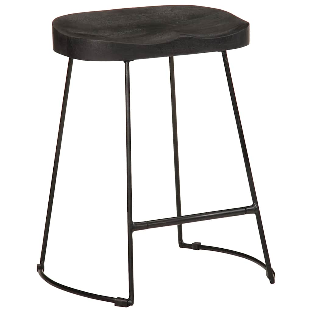 vidaXL Bar Stools 2 pcs Black 46x38x52 cm Solid Wood Mango