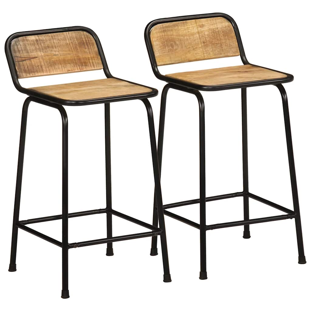 vidaXL Bar Stools 2 pcs 46x35.5x80 cm Solid Wood Rough Mango