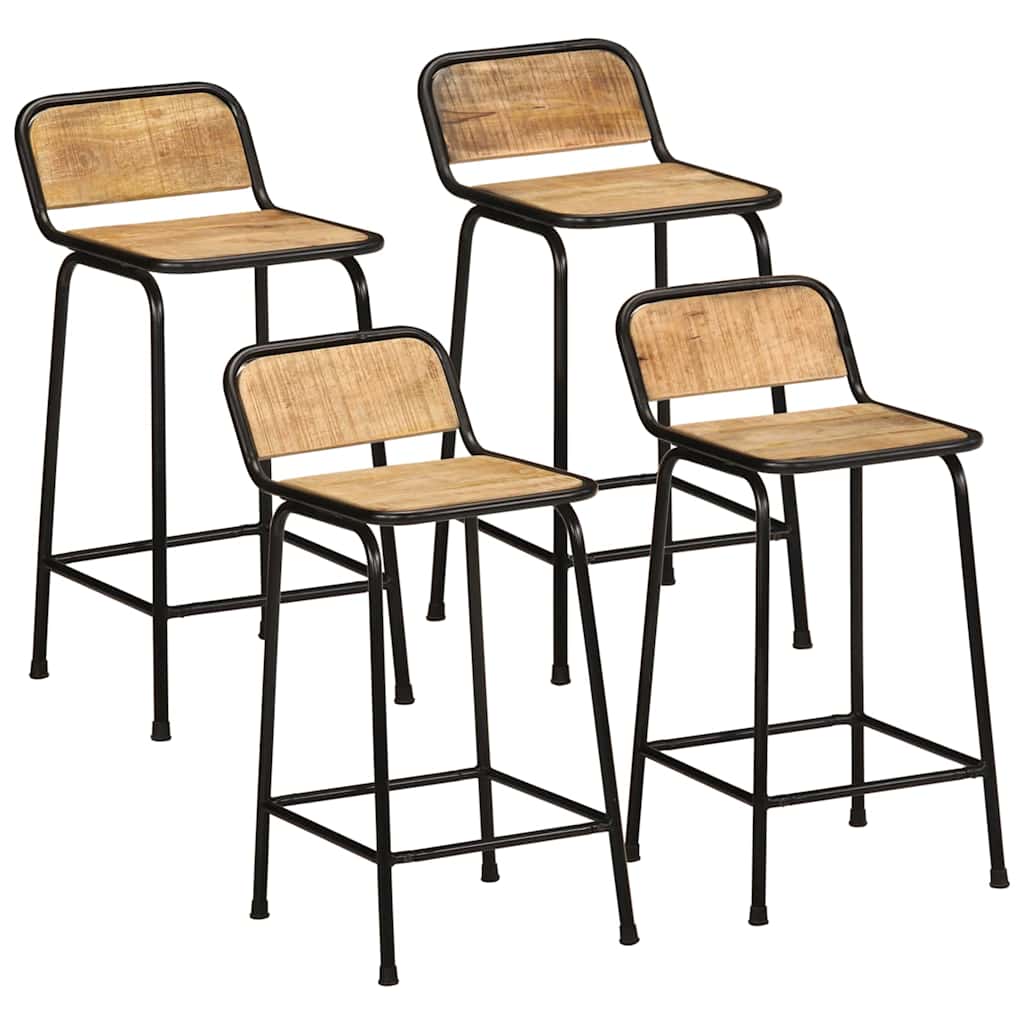 Bar Stools 4 pcs 46x35,5x80 cm Solid Wood Rough Mango