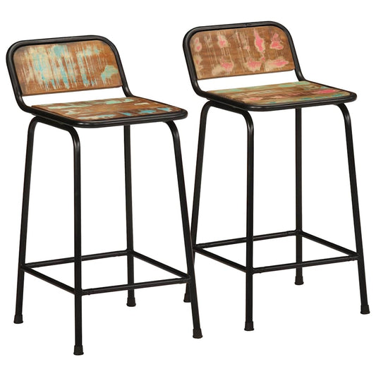 vidaXL Bar Stools 2 pcs 46x35.5x80 cm Solid Wood Reclaimed