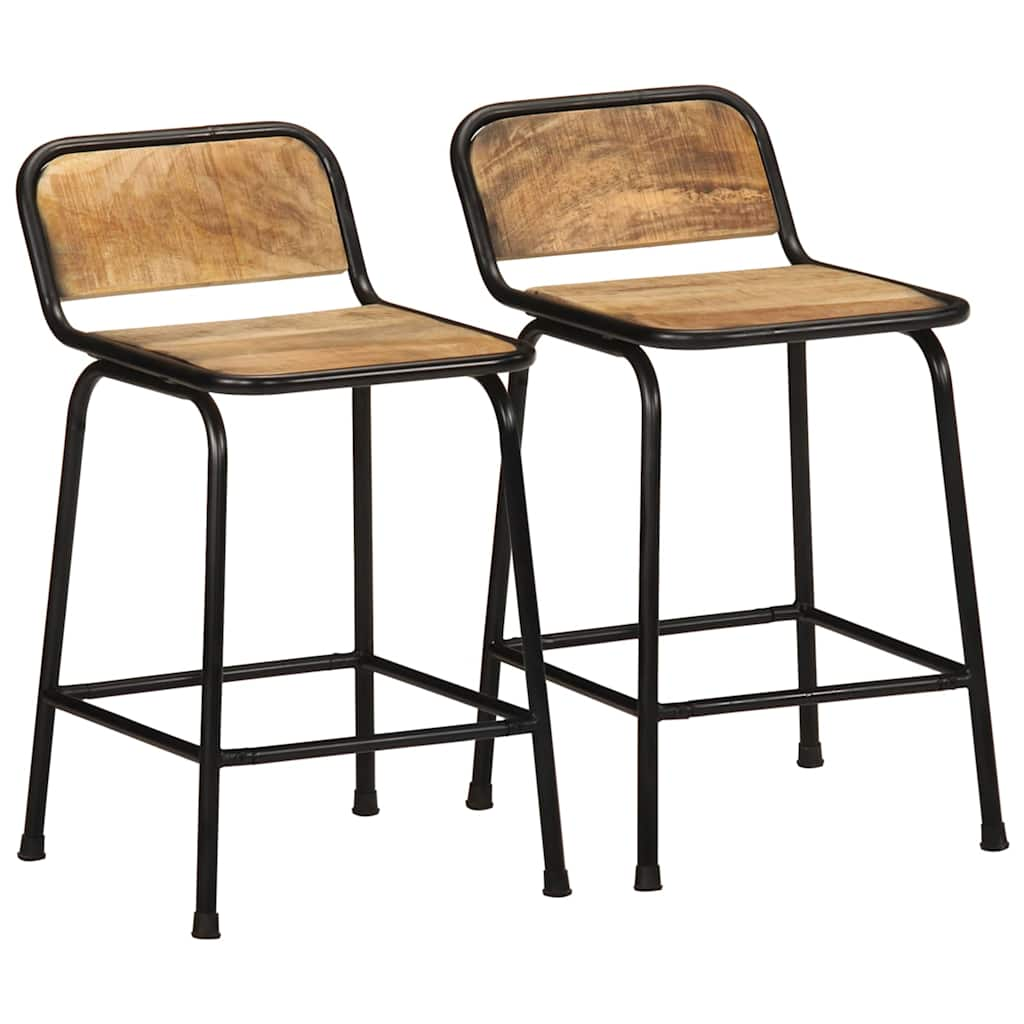 vidaXL Bar Stools 2 pcs 46x35.5x70 cm Solid Wood Rough Mango