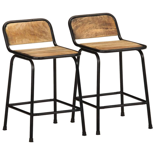 vidaXL Bar Stools 2 pcs 46x35.5x70 cm Solid Wood Rough Mango