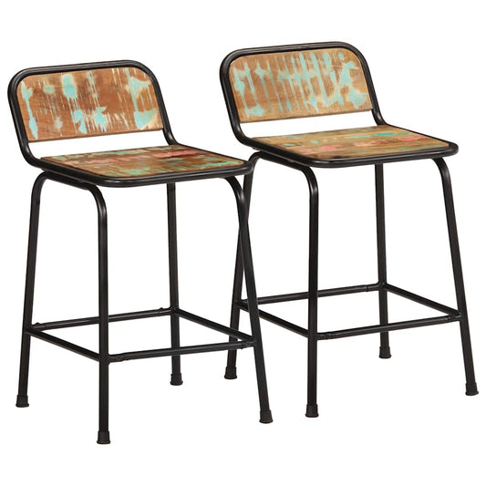 vidaXL Bar Stools 2 pcs 46x35.5x70 cm Solid Wood Reclaimed