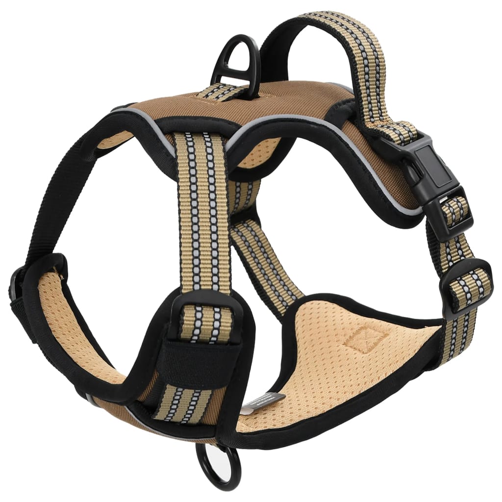 Dog Harness with Reflective Stripes Adjustable Brown S