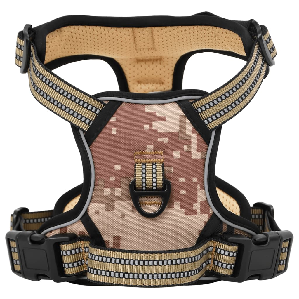 vidaXL Dog Harness with Reflective Stripes Adjustable Camouflage Brown S