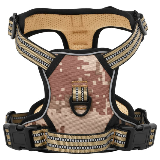 vidaXL Dog Harness with Reflective Stripes Adjustable Camouflage Brown S