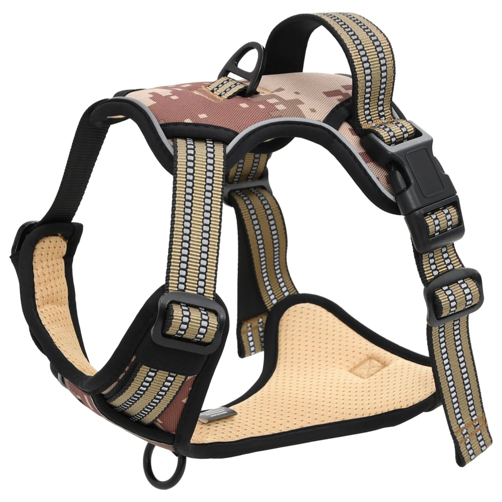 vidaXL Dog Harness with Reflective Stripes Adjustable Camouflage Brown S