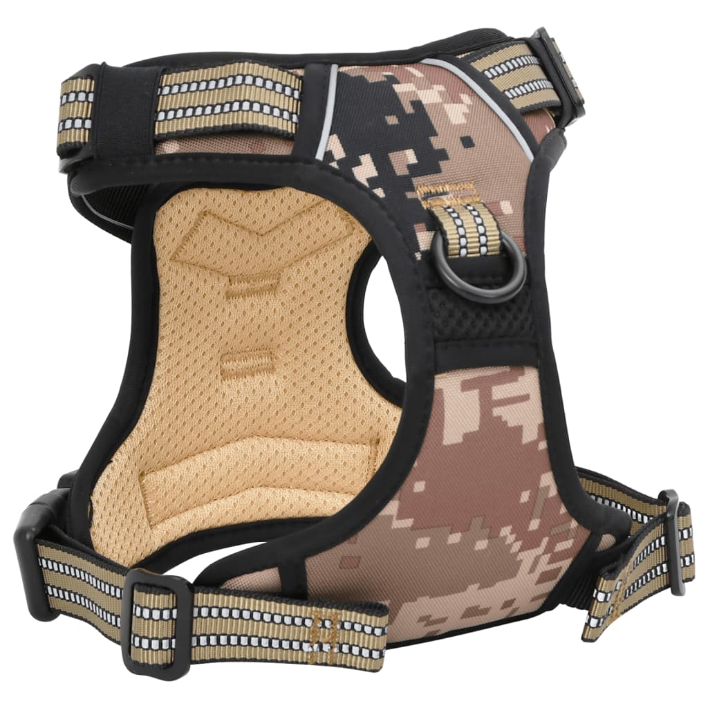 vidaXL Dog Harness with Reflective Stripes Adjustable Camouflage Brown S