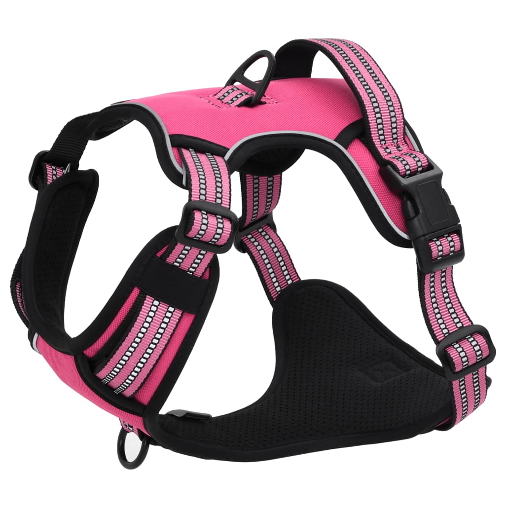 Dog Harness with Reflective Stripes Adjustable Pink S