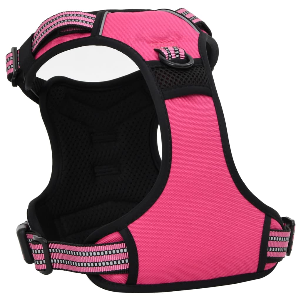 Dog Harness with Reflective Stripes Adjustable Pink S