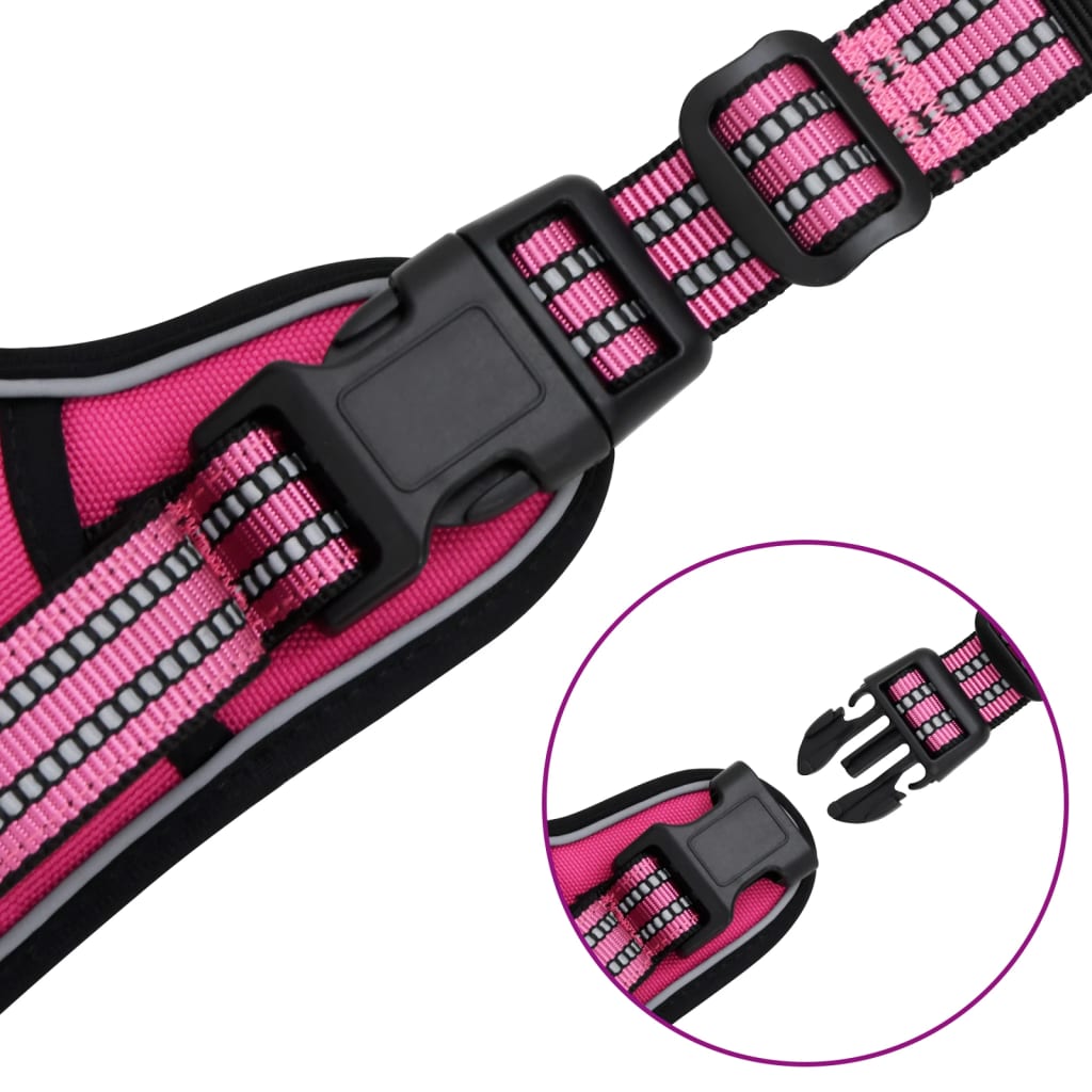 Dog Harness with Reflective Stripes Adjustable Pink S