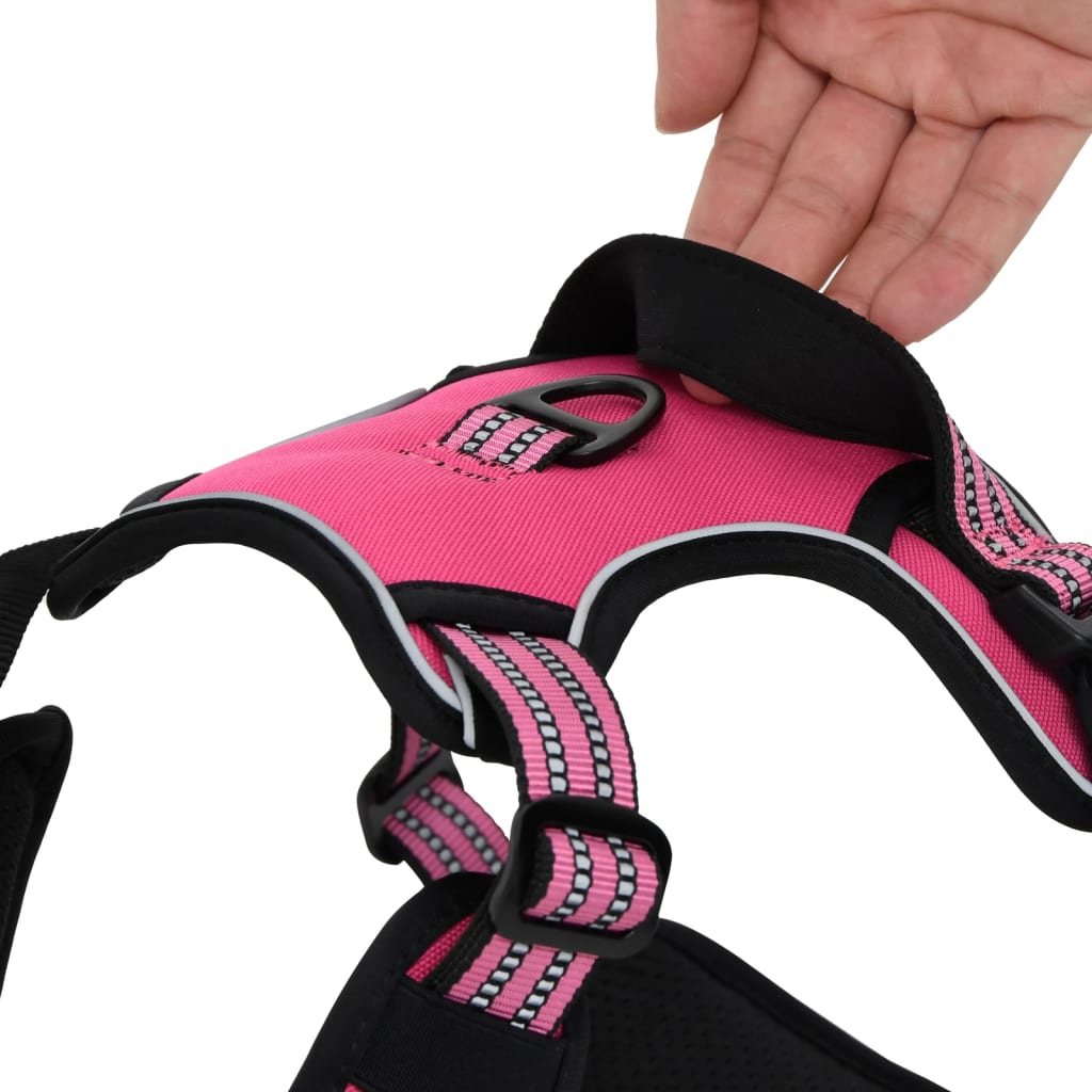 Dog Harness with Reflective Stripes Adjustable Pink S