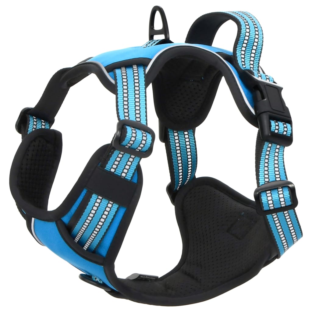 Dog Harness with Reflective Stripes Adjustable Blue M