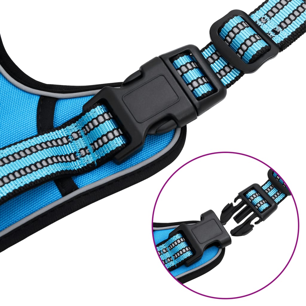 Dog Harness with Reflective Stripes Adjustable Blue M