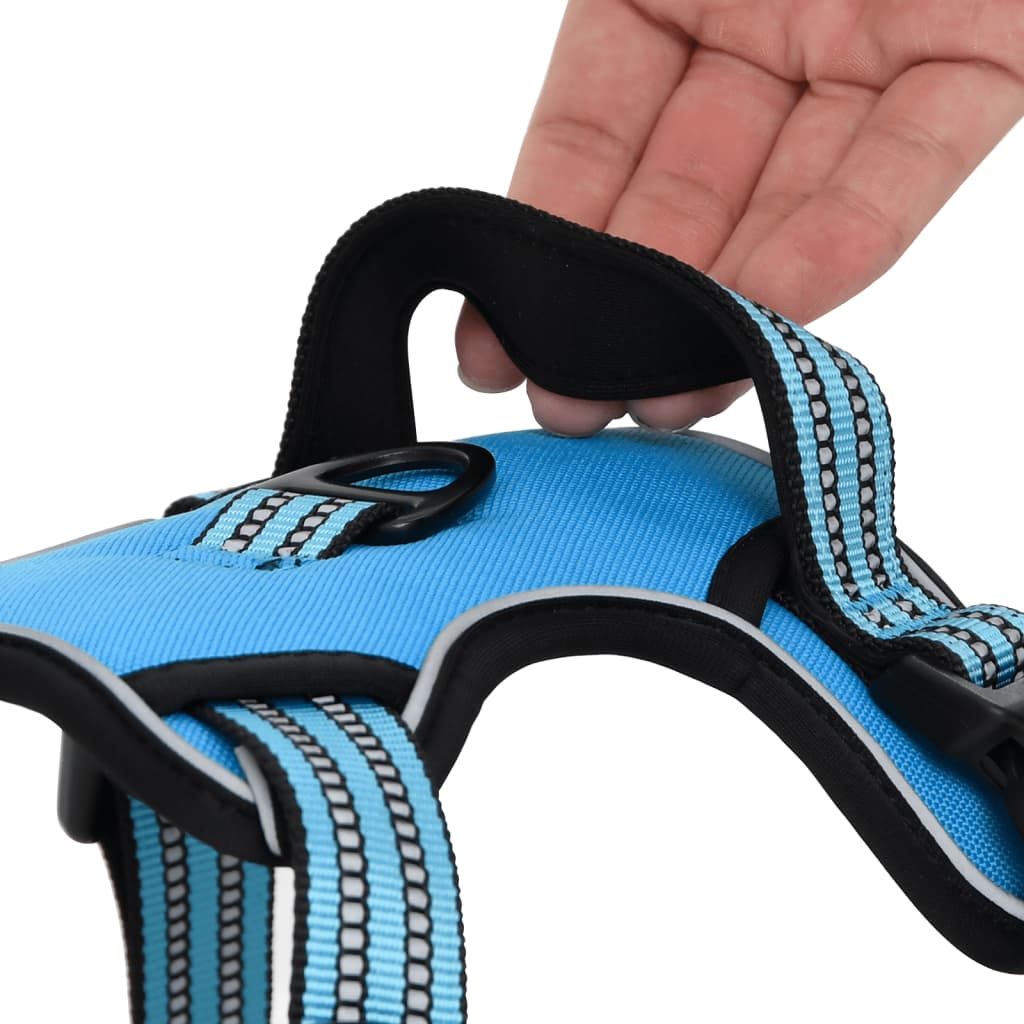 Dog Harness with Reflective Stripes Adjustable Blue M