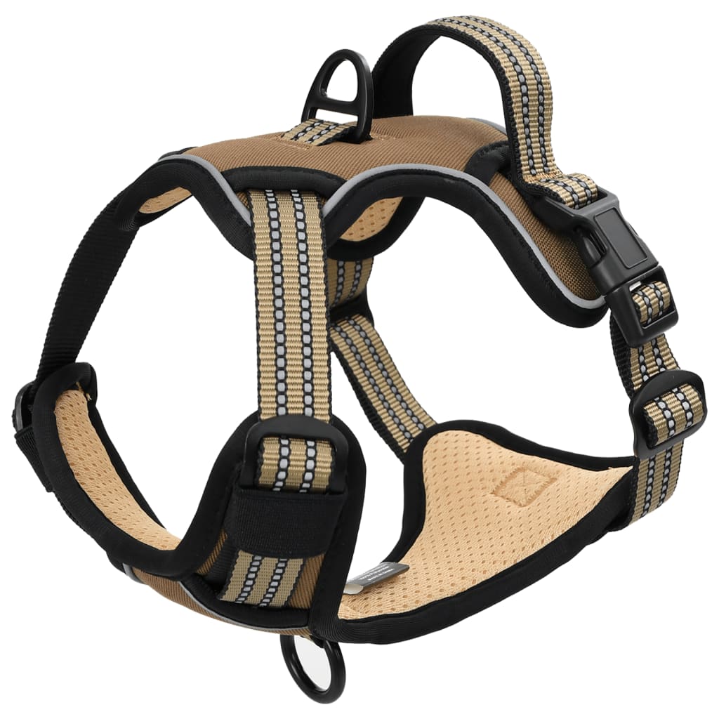 Dog Harness with Reflective Stripes Adjustable Brown M