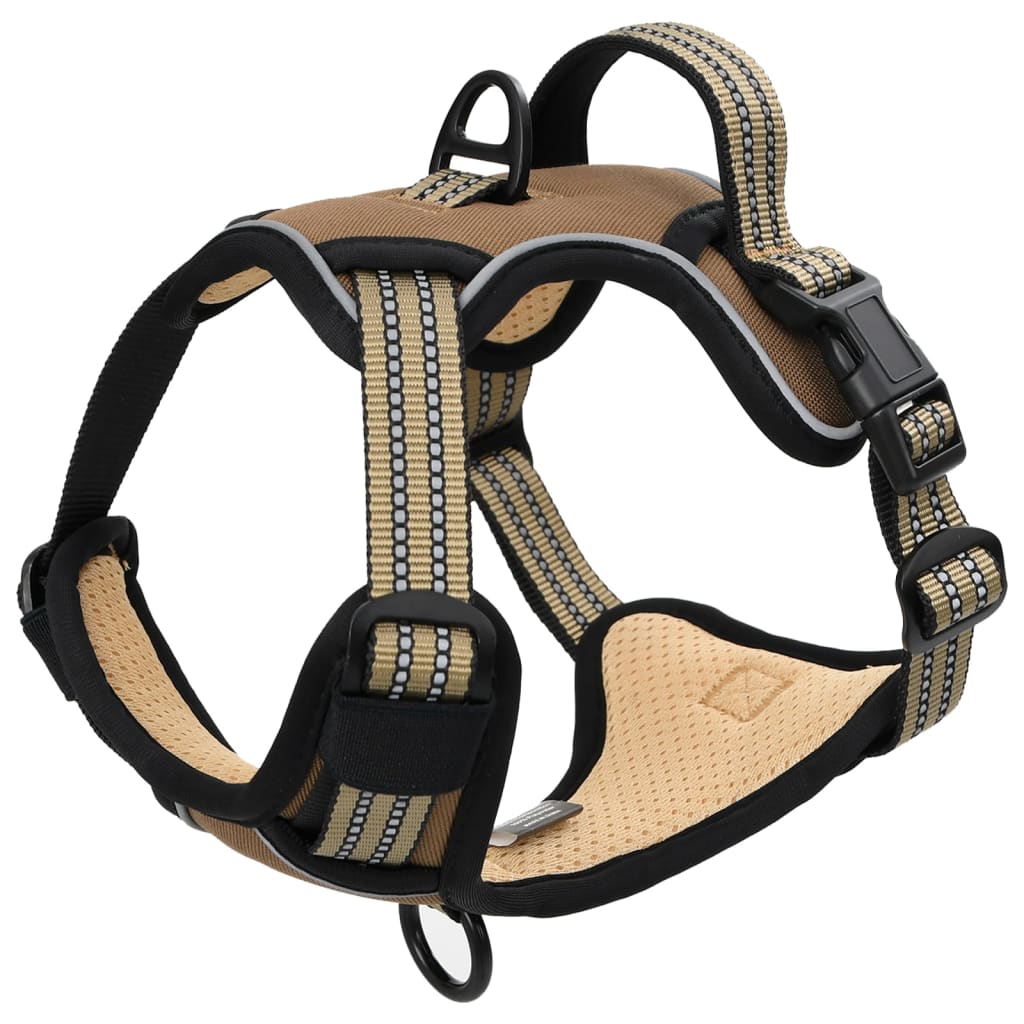 Dog Harness with Reflective Stripes Adjustable Brown L