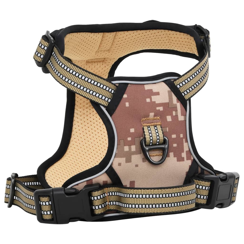 Dog Harness with Reflective Stripes Adjustable Camouflage Brown L