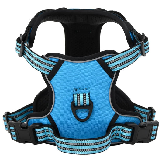 Dog Harness with Lead & Collar Adjustable Blue S