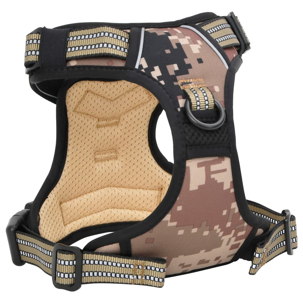 Dog Harness with Lead & Collar Adjustable Camouflage Brown M