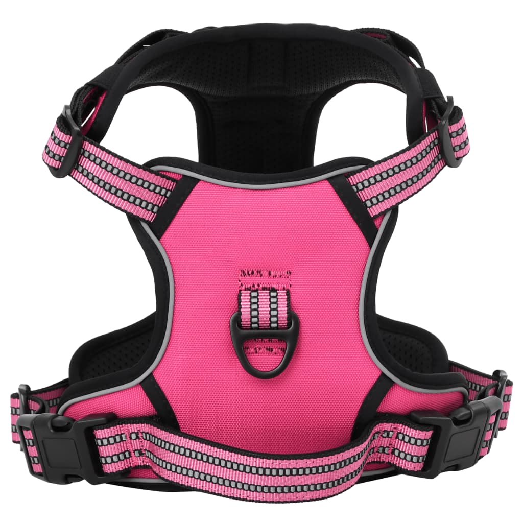 vidaXL Dog Harness with Lead & Collar Adjustable Pink L