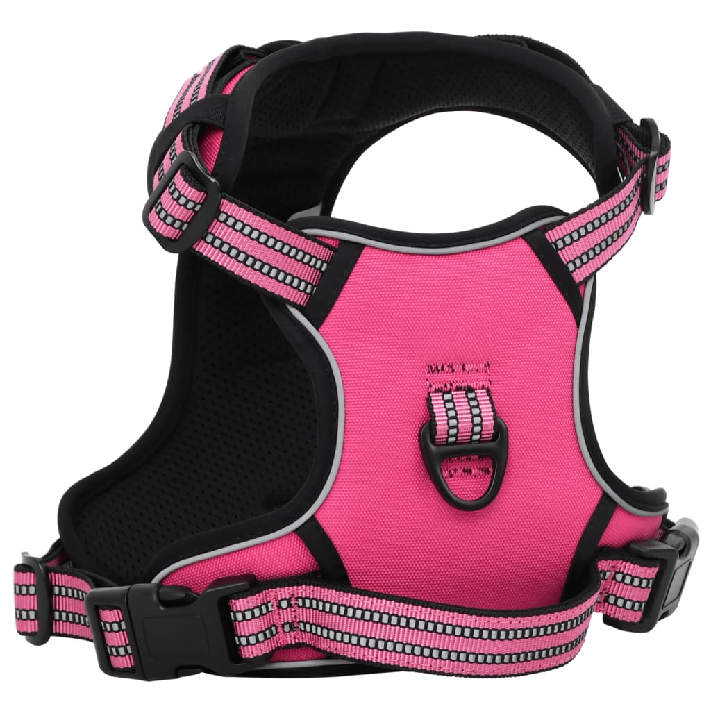 vidaXL Dog Harness with Lead & Collar Adjustable Pink L