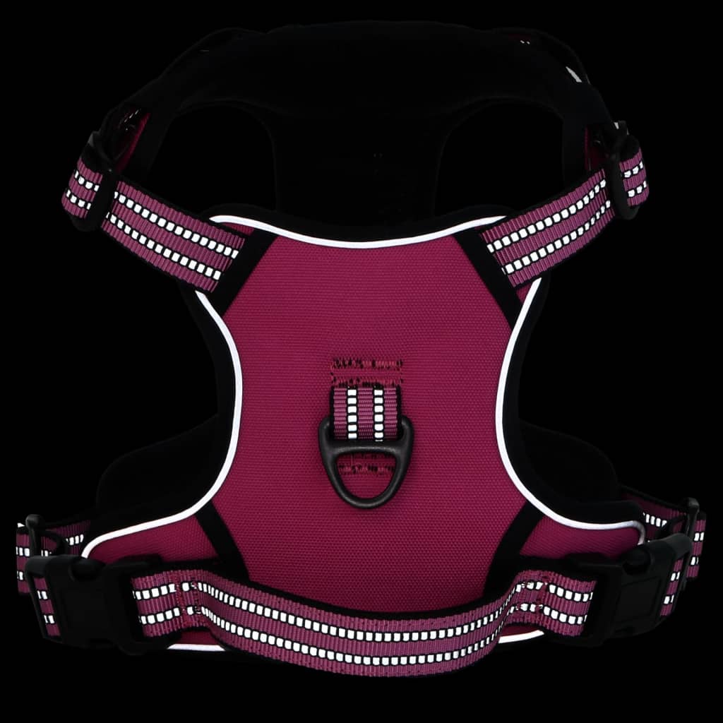 vidaXL Dog Harness with Lead & Collar Adjustable Pink L