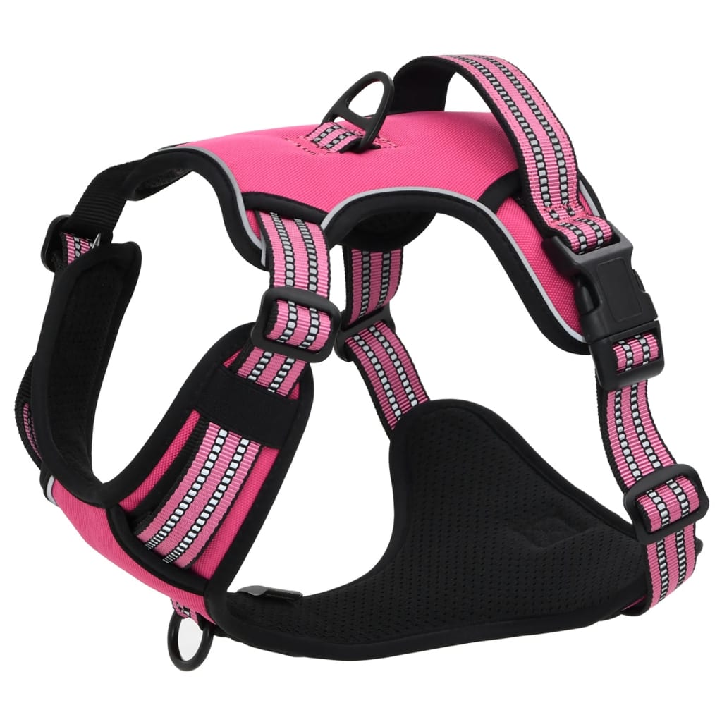 vidaXL Dog Harness with Lead & Collar Adjustable Pink L