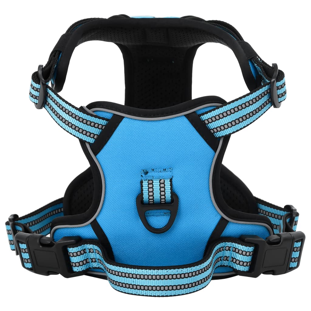 vidaXL Dog Harness with Lead & Collar Adjustable Blue XL