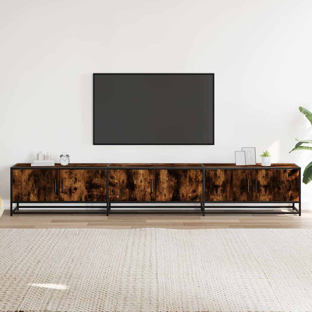 TV Cabinet Smoked Oak 240x35x41 cm Engineered Wood
