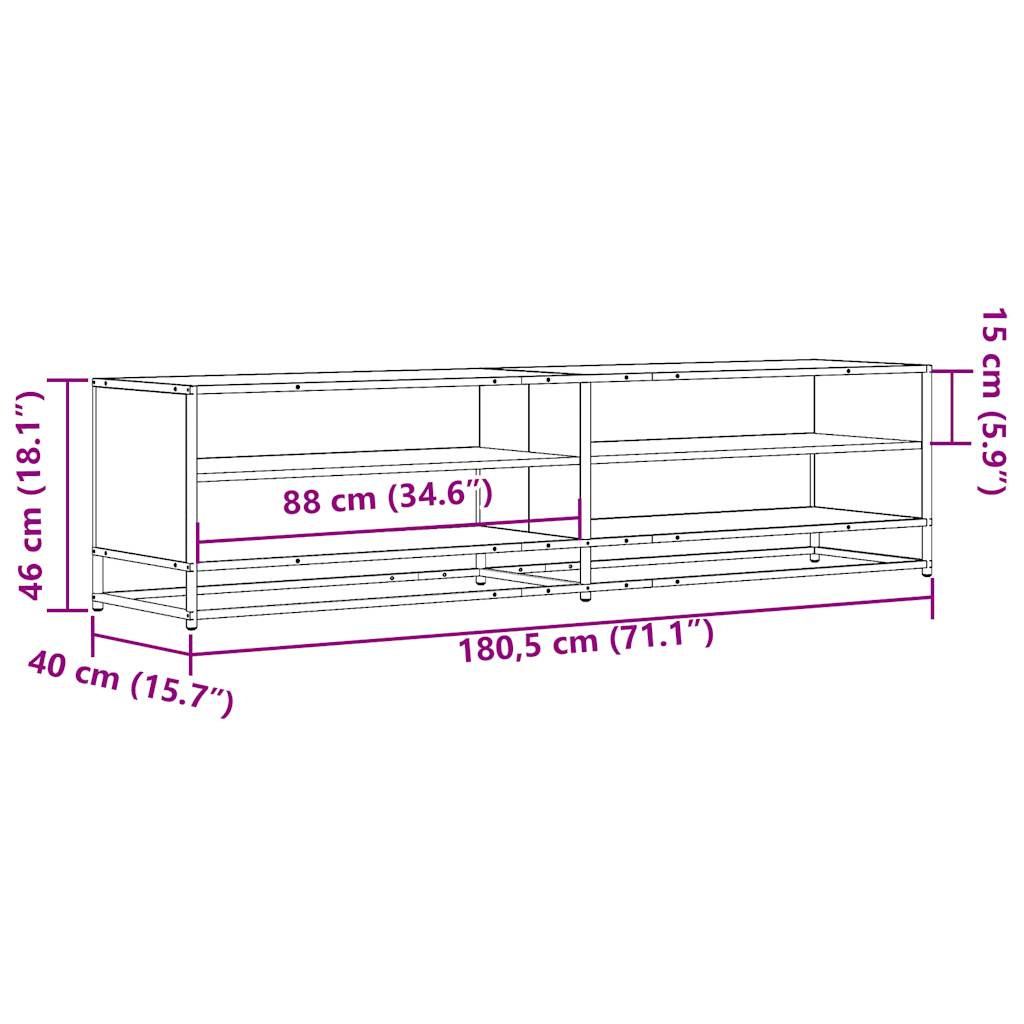 TV Cabinet Smoked Oak 180,5x40x46 cm Engineered Wood