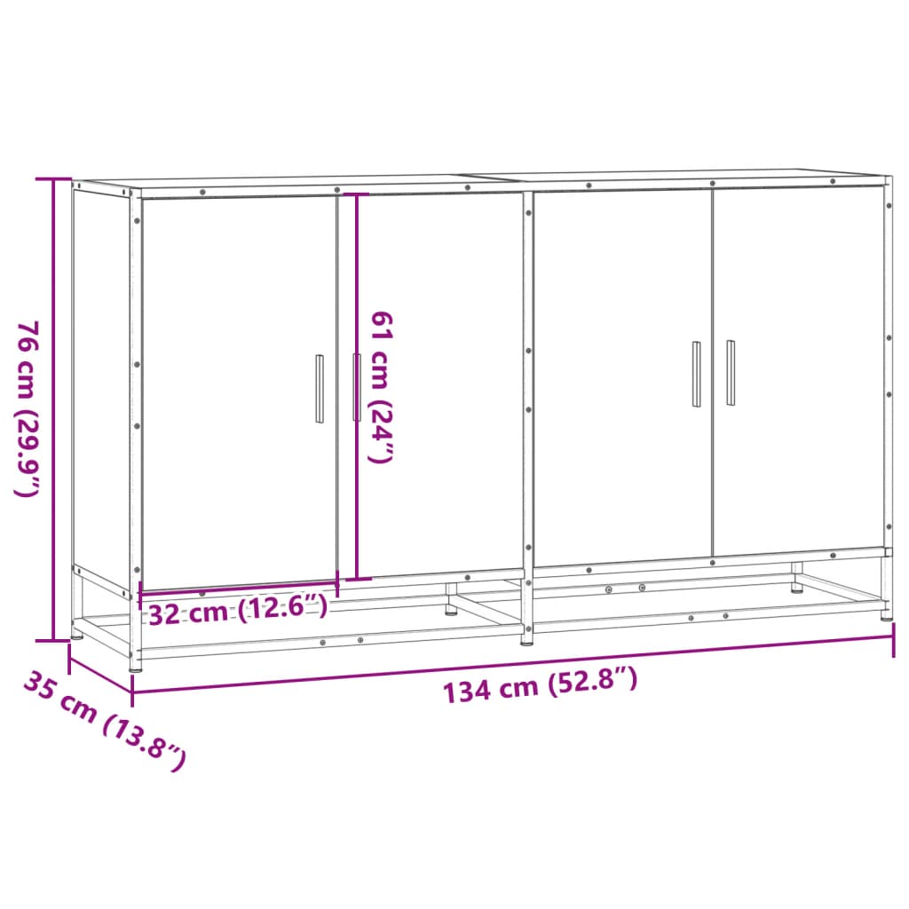 vidaXL Sideboard Black 134x35x76 cm Engineered Wood