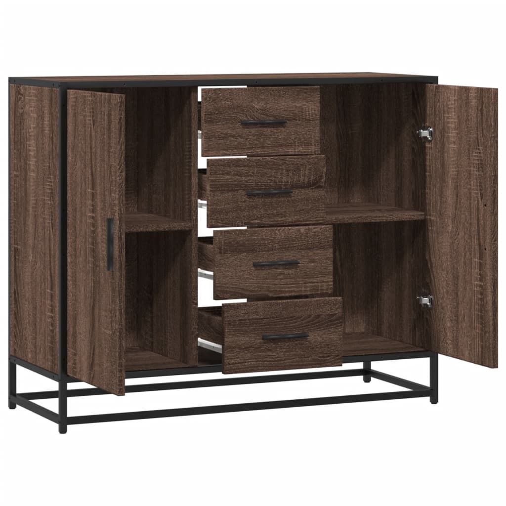 Sideboard Brown Oak 92x35x76 cm Engineered Wood
