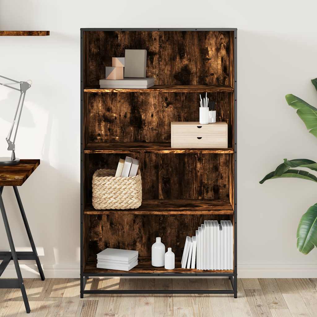 Bookcase Smoked Oak 80,5x35x139 cm Engineered Wood