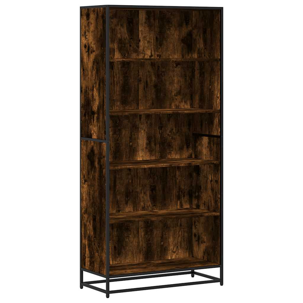 Bookcase Smoked Oak 80,5x35x170,5 cm Engineered Wood