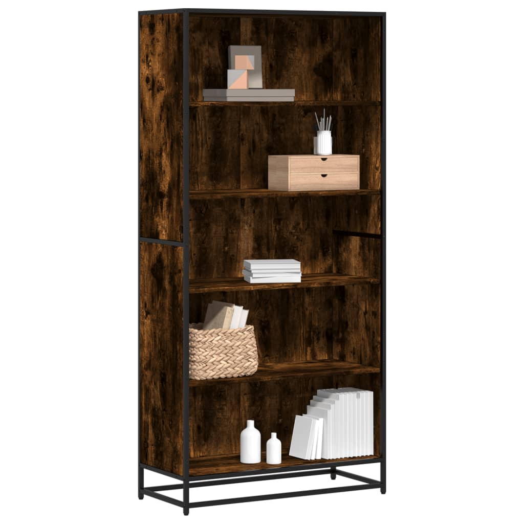 Bookcase Smoked Oak 80,5x35x170,5 cm Engineered Wood