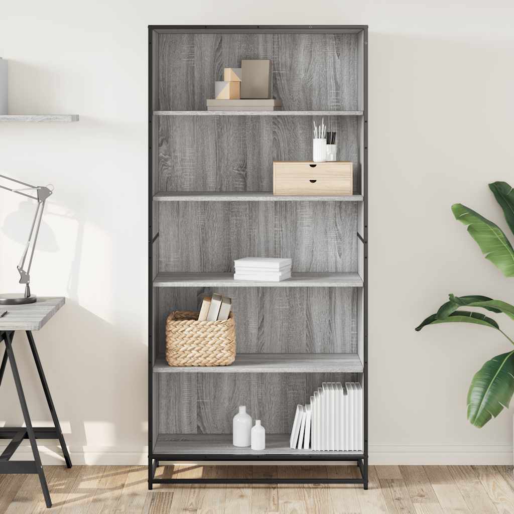 Bookcase Grey Sonoma 80,5x35x170,5 cm Engineered Wood