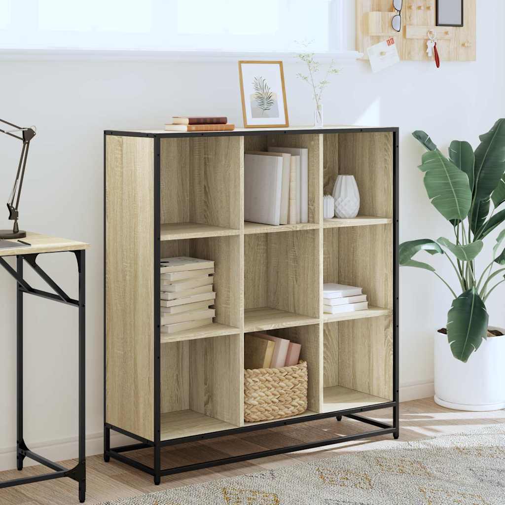 Bookcase Sonoma Oak 97,5x33x107,5 cm Engineered Wood and Metal