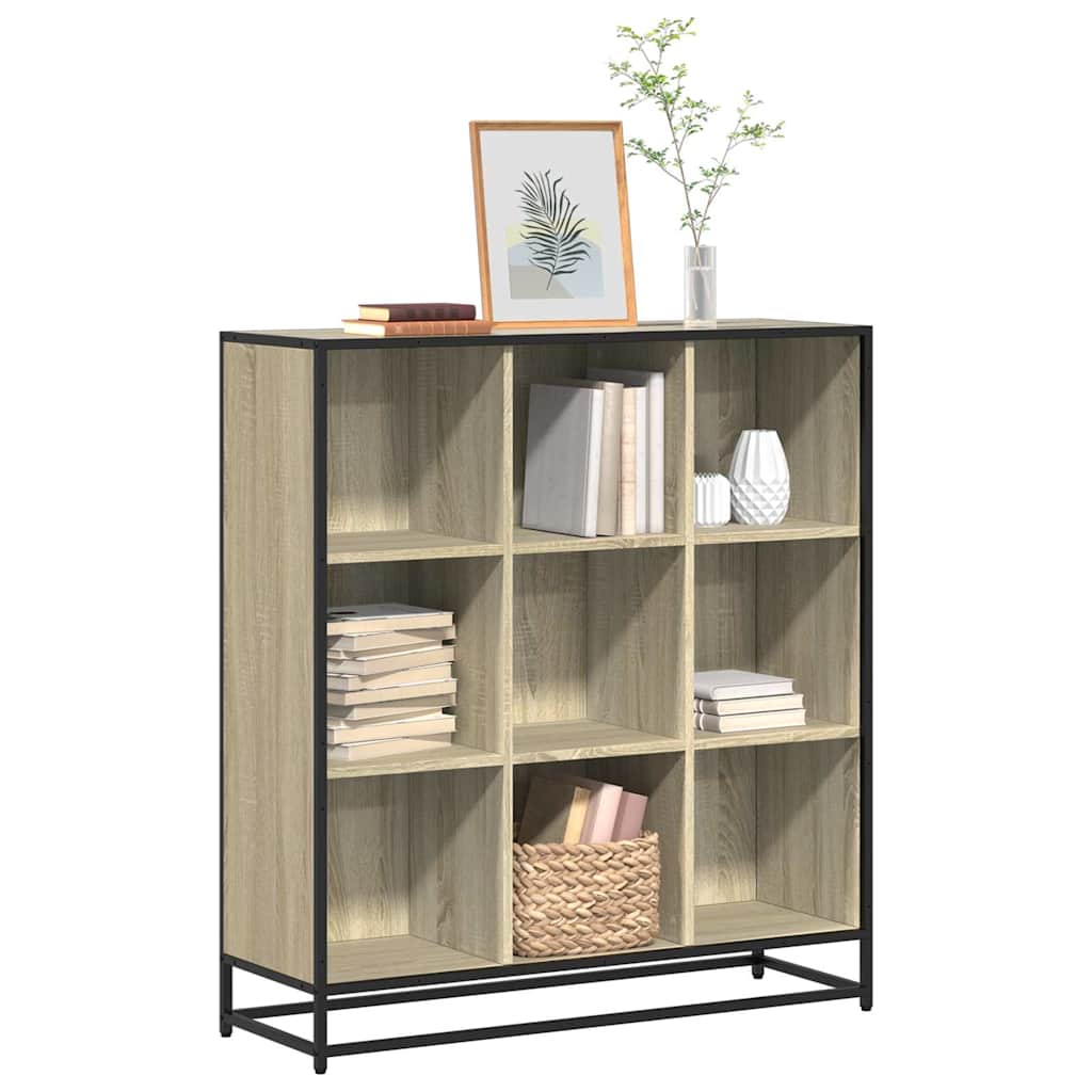Bookcase Sonoma Oak 97,5x33x107,5 cm Engineered Wood and Metal