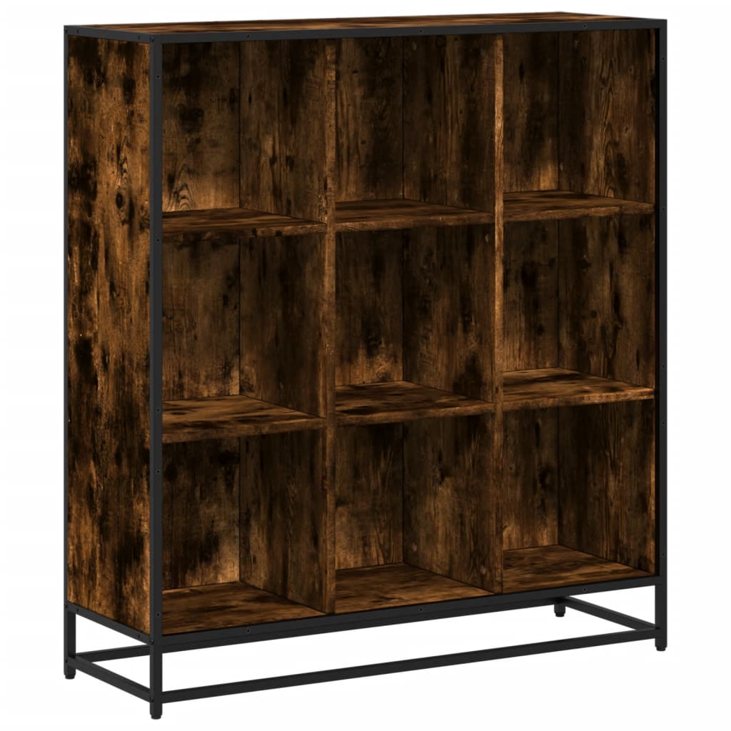 Bookcase Smoked Oak 97,5x33x107,5 cm Engineered Wood and Metal