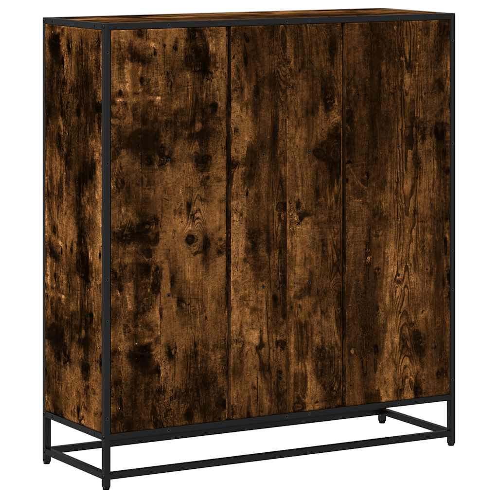 Bookcase Smoked Oak 97,5x33x107,5 cm Engineered Wood and Metal