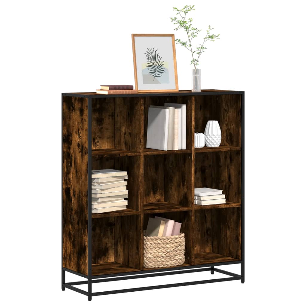 Bookcase Smoked Oak 97,5x33x107,5 cm Engineered Wood and Metal