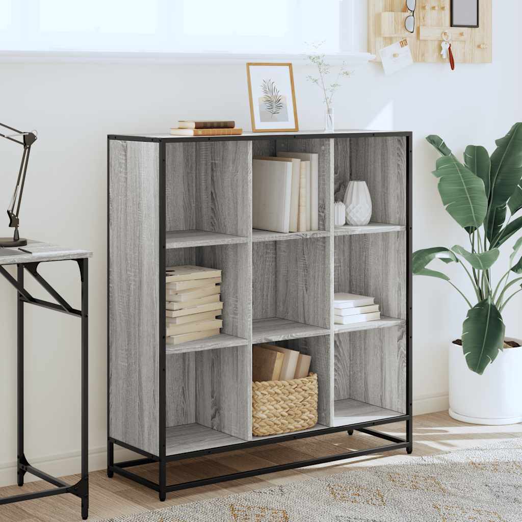 Bookcase Grey Sonoma 97,5x33x107,5 cm Engineered Wood and Metal